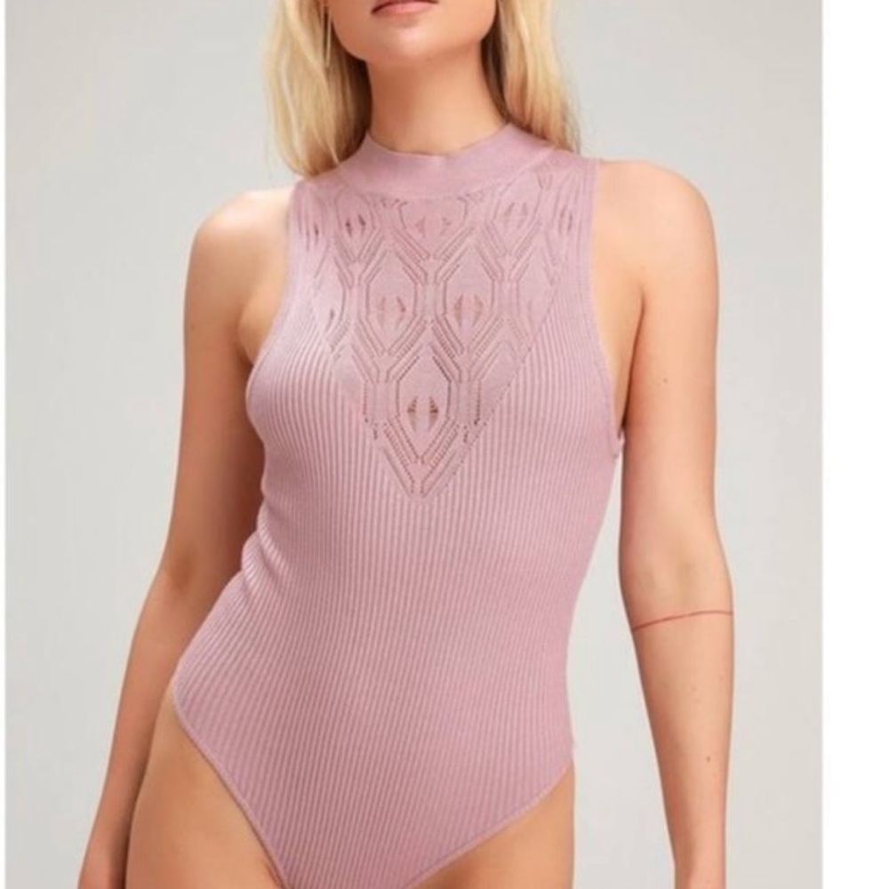 Free people pink lightweight sweater bodysuit 💗